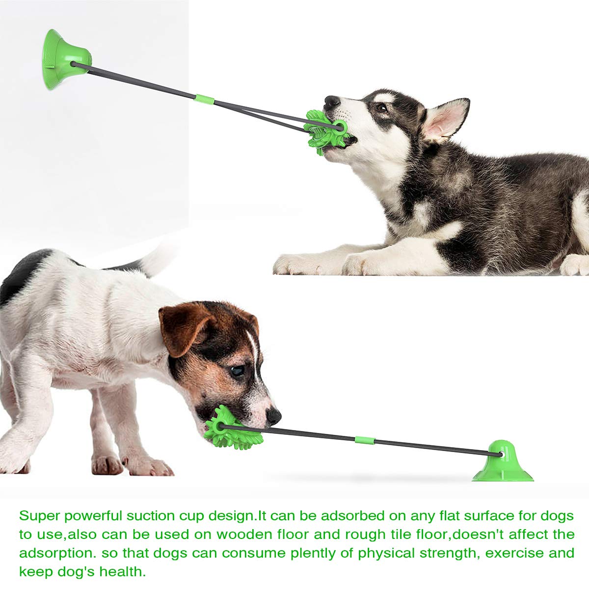 Suction Cup Dog Treat Dispenser, Rope Tug & Toothbrush in One