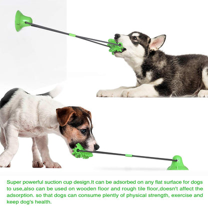 Suction Cup Dog Treat Dispenser, Rope Tug & Toothbrush in One