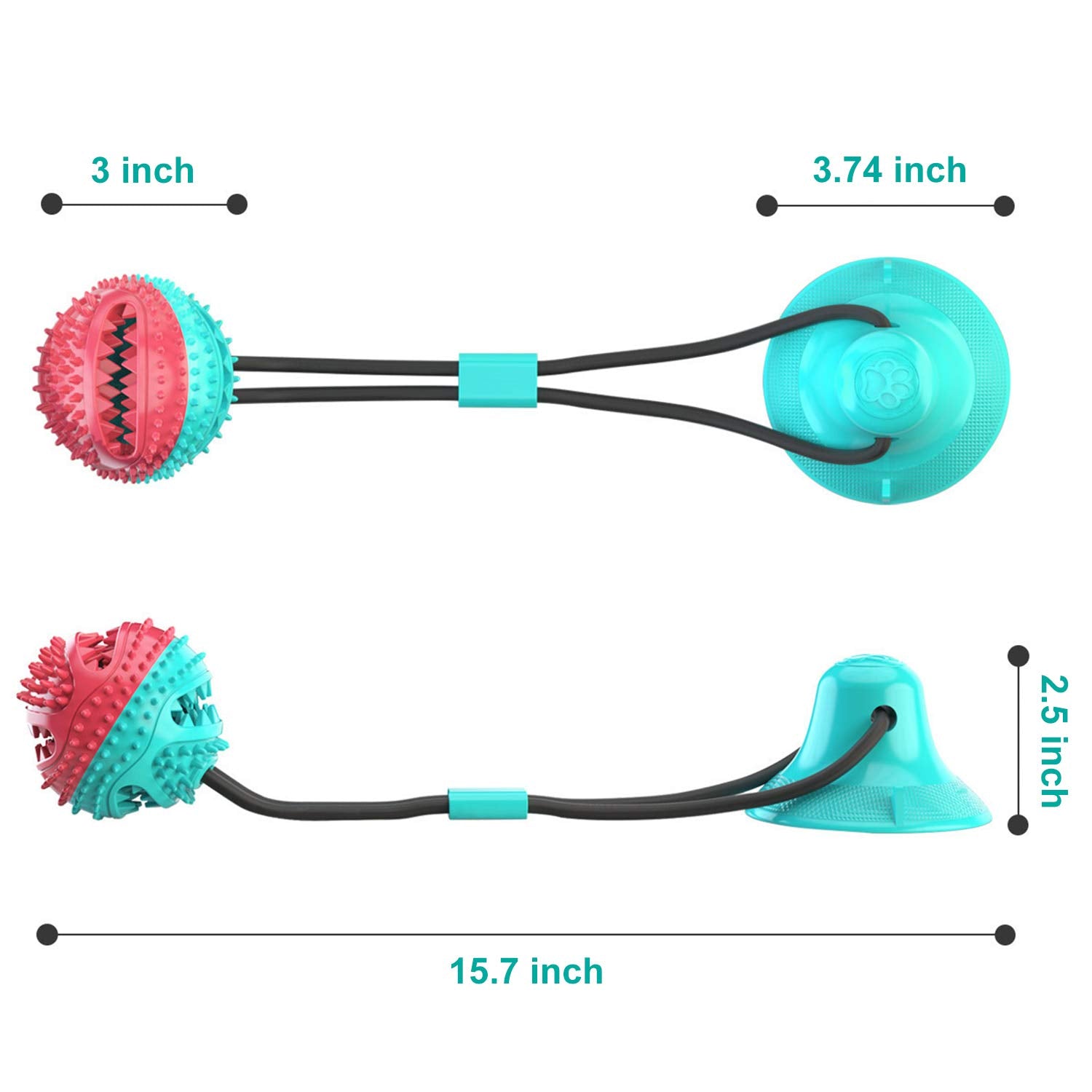 Suction Cup Dog Treat Dispenser, Rope Tug & Toothbrush in One