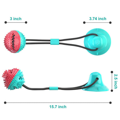 Suction Cup Dog Treat Dispenser, Rope Tug & Toothbrush in One
