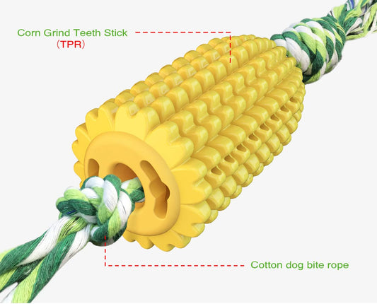 Carllg Dog Chew Toys for Aggressive Chewers, Indestructible Tough Durable Squeaky Interactive Dog Toys, Puppy Teeth Chew Corn Stick Toy for Small Medium Large Breed