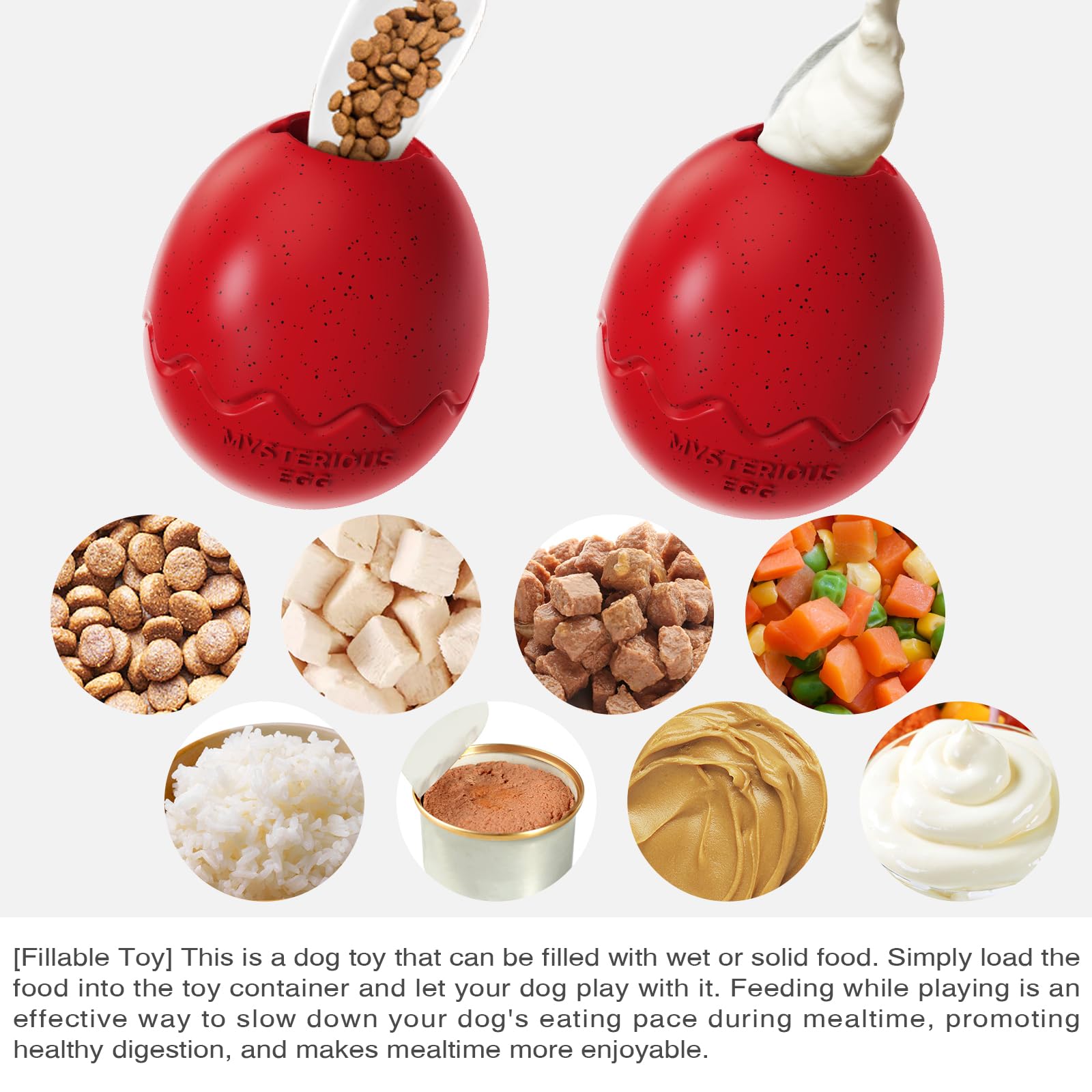 Dog Chew Toy Aggressive Chewer Slow Feeder Supply Toys (Freely Mix Dry &amp; Wet Food) for Medium &amp; Large Dogs - Mystery Egg