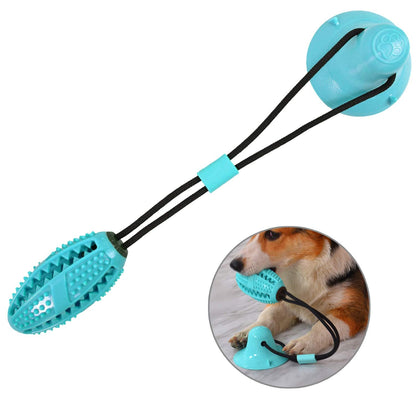 Suction Cup Dog Treat Dispenser, Rope Tug & Toothbrush in One