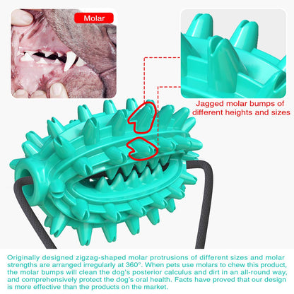 Suction Cup Dog Treat Dispenser, Rope Tug & Toothbrush in One
