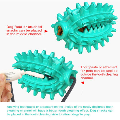 Suction Cup Dog Treat Dispenser, Rope Tug & Toothbrush in One