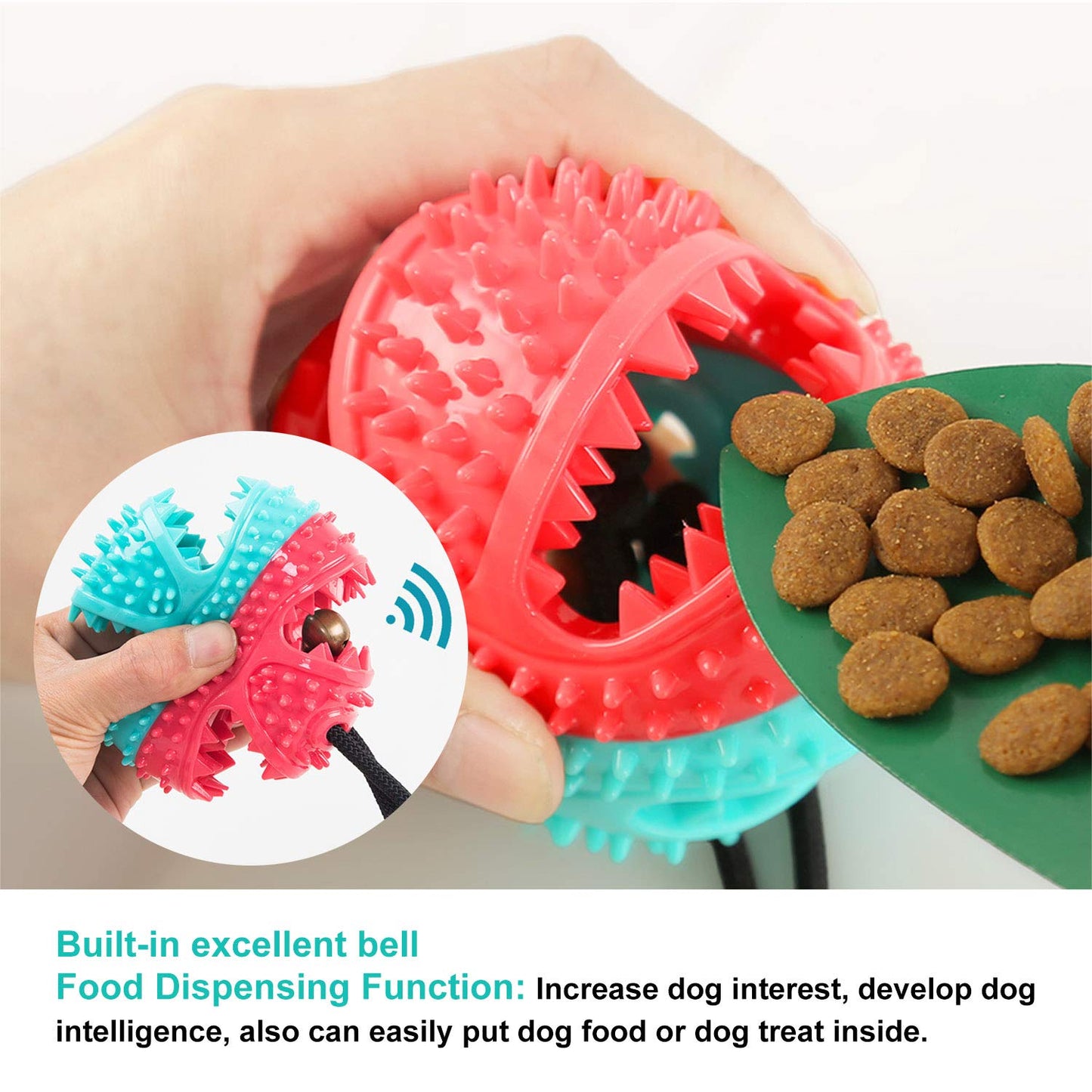 Suction Cup Dog Treat Dispenser, Rope Tug & Toothbrush in One