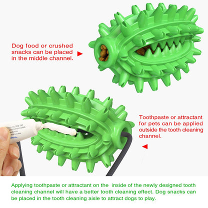 Suction Cup Dog Treat Dispenser, Rope Tug & Toothbrush in One