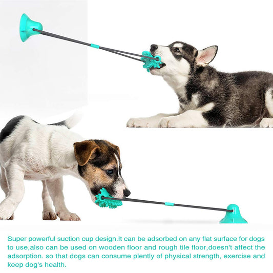 Suction Cup Dog Treat Dispenser, Rope Tug & Toothbrush in One