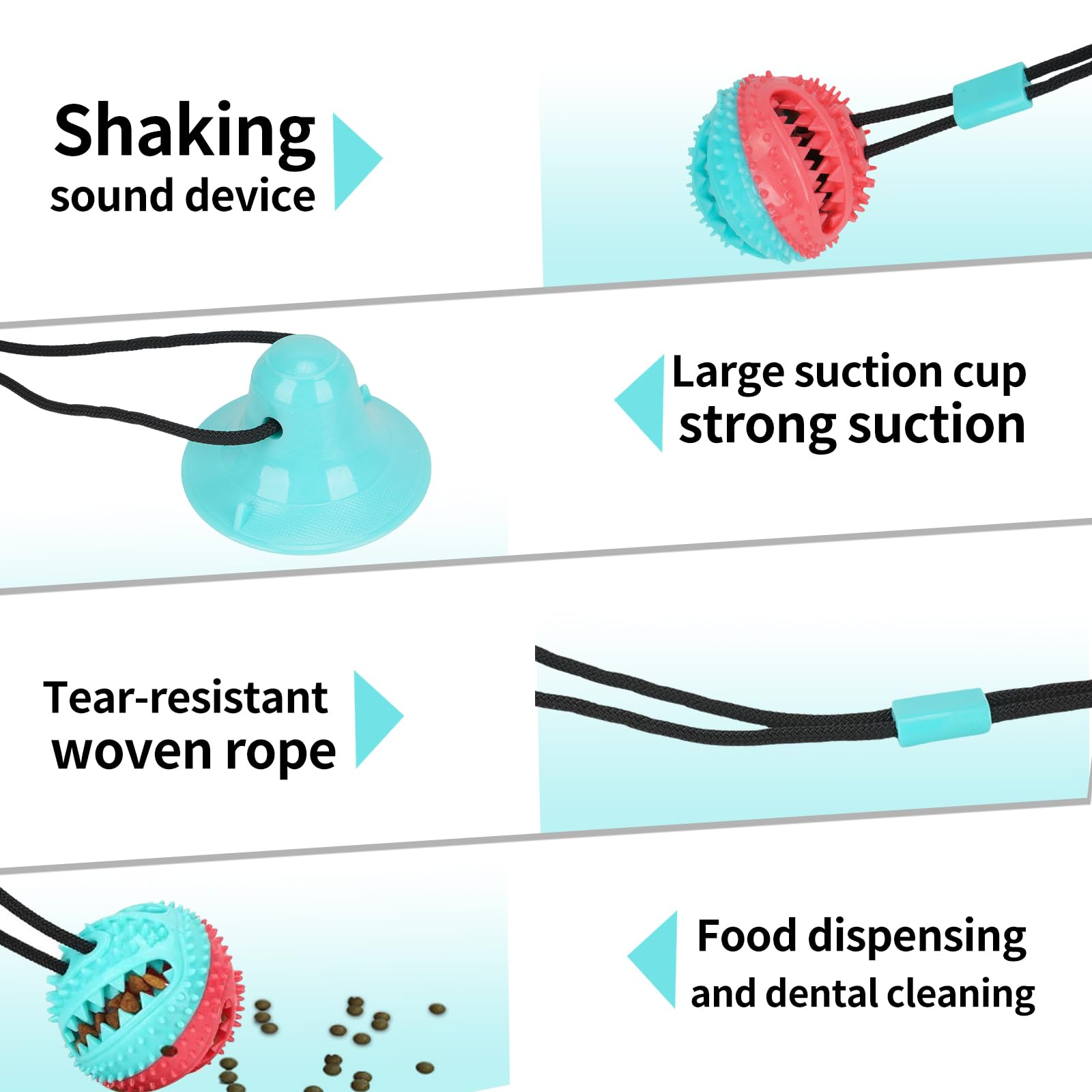 Interactive Dog Toys for Aggressive Chewers,Puppy Teething Toys for Boredom,Mentally Stimulating Tug of War Training Toy, Puzzle Treat Food Dispensing Teeth Cleaning sound Ball for Small Dogs