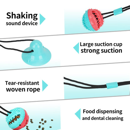 Interactive Dog Toys for Aggressive Chewers,Puppy Teething Toys for Boredom,Mentally Stimulating Tug of War Training Toy, Puzzle Treat Food Dispensing Teeth Cleaning sound Ball for Small Dogs