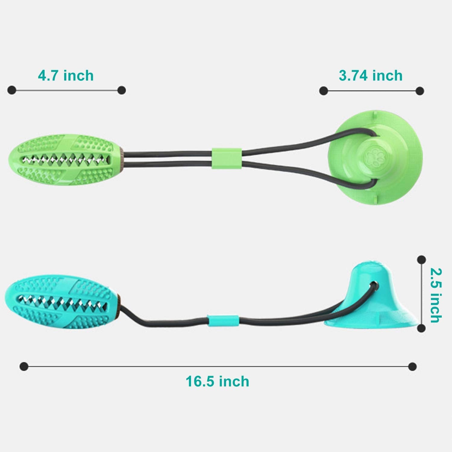 Suction Cup Dog Treat Dispenser, Rope Tug & Toothbrush in One