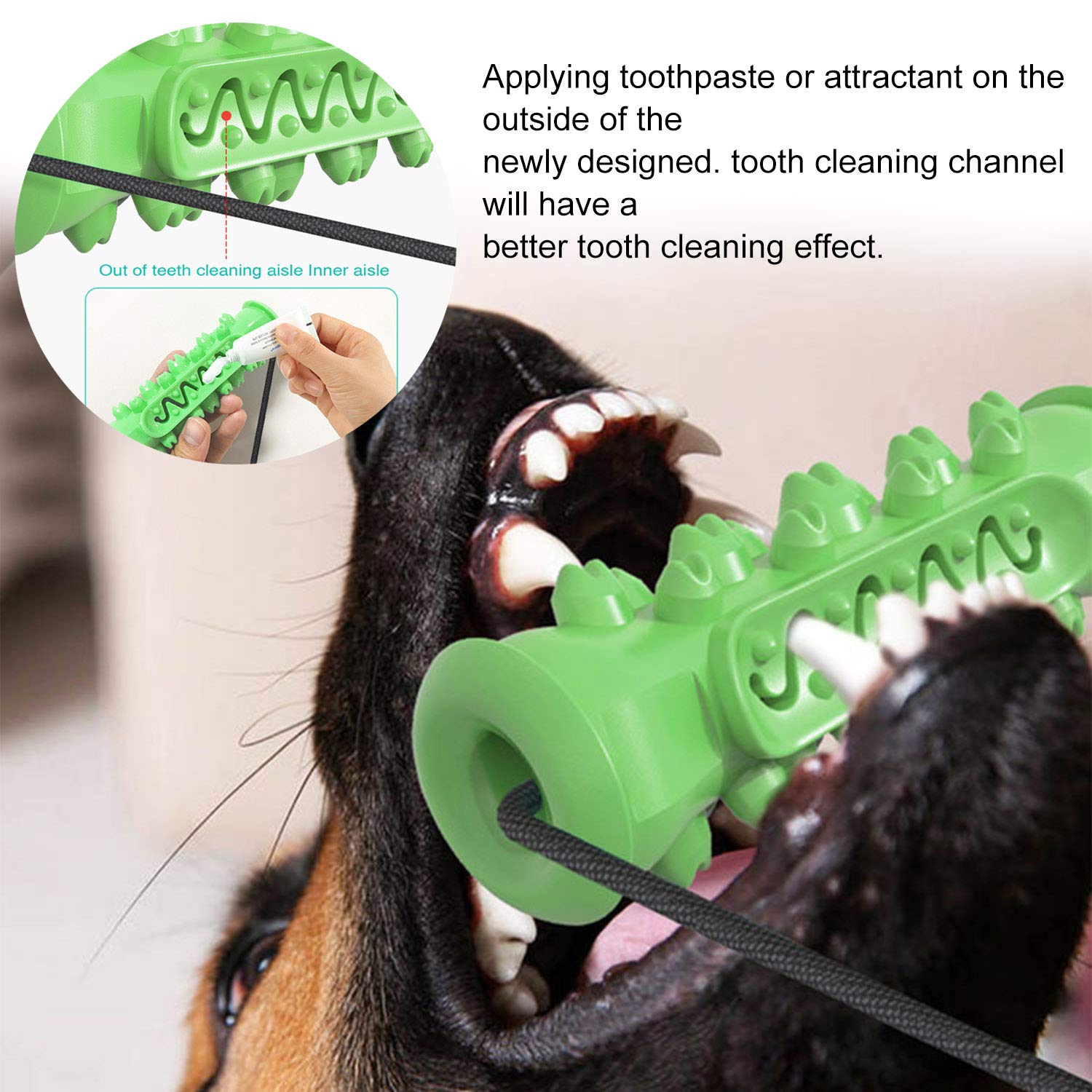 Guardians Dog Chew Toy with Double Suction Cup for Aggressive Chewers, Dog Toothbrush Chew Toy Puppy Training Treats Food Dispensing Pet Teeth Cleaning Rope Toys for Small Medium Dogs (Blue)