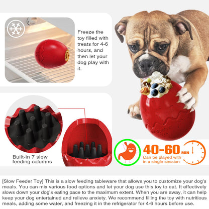 Dog Chew Toy Aggressive Chewer Slow Feeder Supply Toys (Freely Mix Dry &amp; Wet Food) for Medium &amp; Large Dogs - Mystery Egg